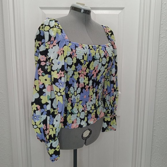Free People Ariana Floral Blouse In Retro Combo SZ L - Picture 10 of 12